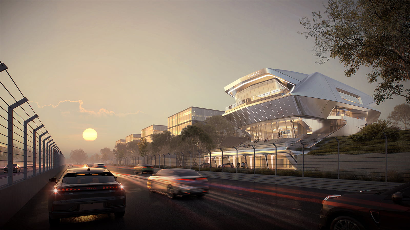 夕阳下的 MEC 与赛道